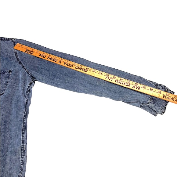 Rails Anthropologie Rosalee Chambray Tie Neck Denim Button Down Blouse Sz S EUC! - Picture 12 of 15